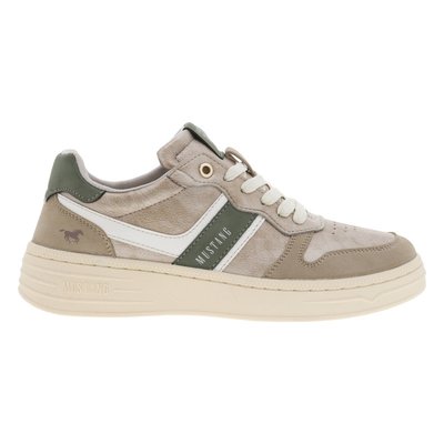Tennis FEMME Mustang beiges satinées et à lacets plats MUSTANG