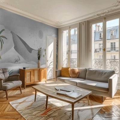Papier peint panoramique avec dunes et oasis du désert - 85x260 cm (l x h) LA TOUCHE ORIGINALE