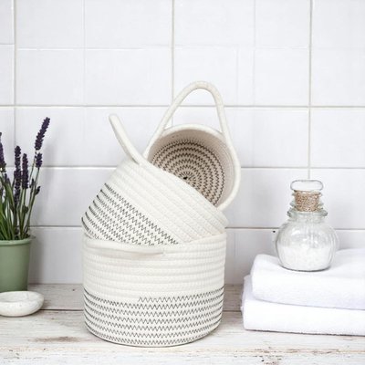 Panier de rangement en coton avec motif zigzag noir (lot de 3) PIER IMPORT