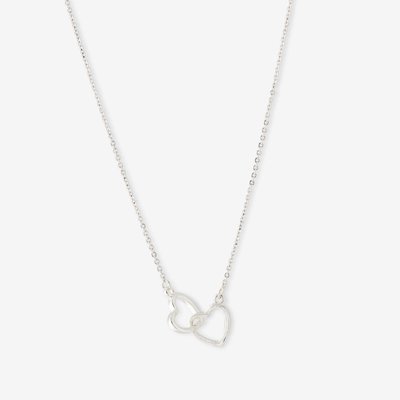 Collier chaîne fine cœurs entremêlés argenté BALABOOSTE