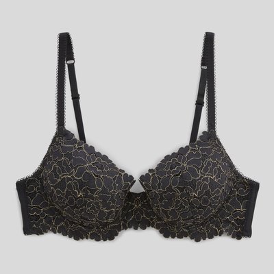 Soutien-gorge corbeille paddé CAMILLE en dentelle avec fils métallisés MONOPRIX