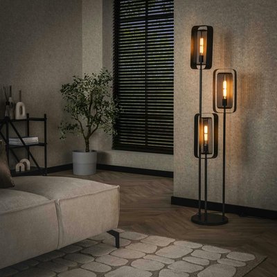 Lampadaire industriel à double cadre 3 lampes RALF PIER IMPORT