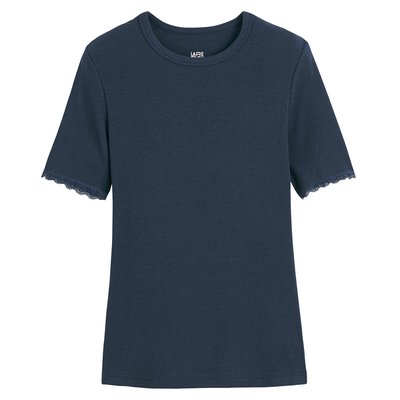 Lace Detail T-Shirt with Crew Neck LA REDOUTE COLLECTIONS