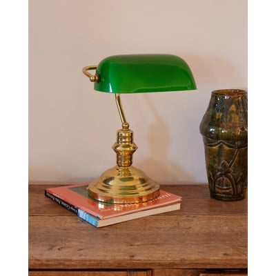 Lampe de bureau en verre vert Julia N°1054 - Bon état DEBONGOUT