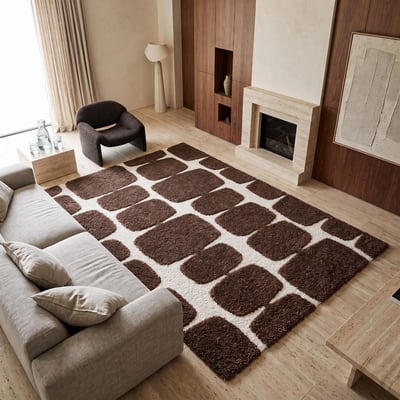 Tapis shaggy doux à relief graphique  MOKA BLOCKS THE DECO FACTORY