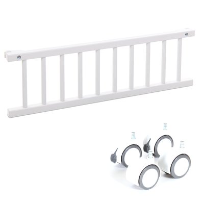 Kit de transformation berceau BabyBay Original Blanc, Barrière + Roues BABYBAY