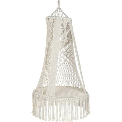 Fauteuil suspendu macramé coton écru style bohème chic RECOLLECTION