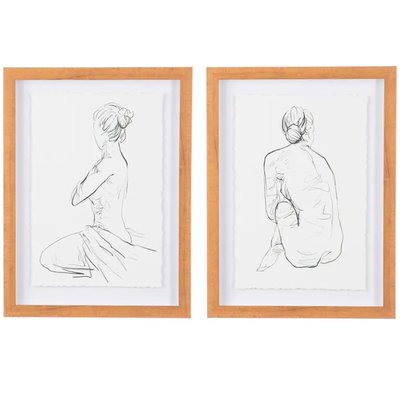 Set de 2 tableaux croquis femmes 30x2.5x40cm WADIGA