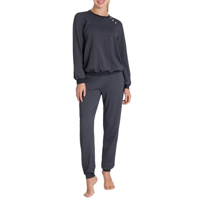 Pyjama long texturé col rond à petits pois SAYURI IMPETUS WOMAN