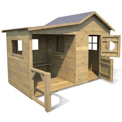 Cabane en bois enfant avec préau HACIENDA SOULET