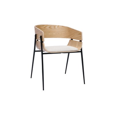 Chaise design bois clair et tissu chenille beige WESS MILIBOO