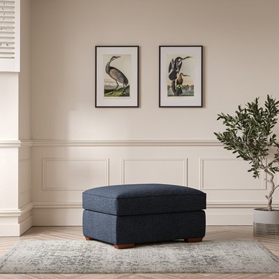 Florence Soft Brushed Footstool with Dark Brown Wood Legs SO'HOME