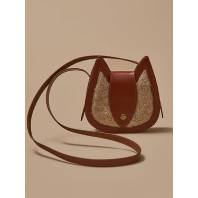 Sac écureuil cuir et sherpa CYRILLUS