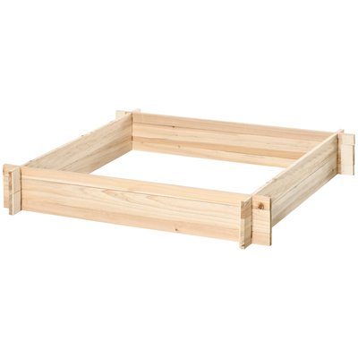 Jardinière carré potager 100 x 100 x 16 cm bois pré-huilé OUTSUNNY