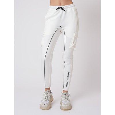 Bas de jogging piping et broderie contrastés simili cuir PROJECT X