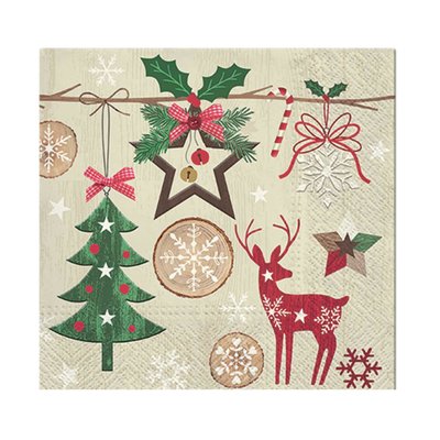 Lot de 20 serviettes en papier noel rustique DOUCEUR D'INTÉRIEUR