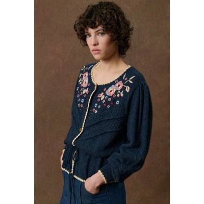 Cardigan col rond brodé, SANDYA LOUISE MISHA