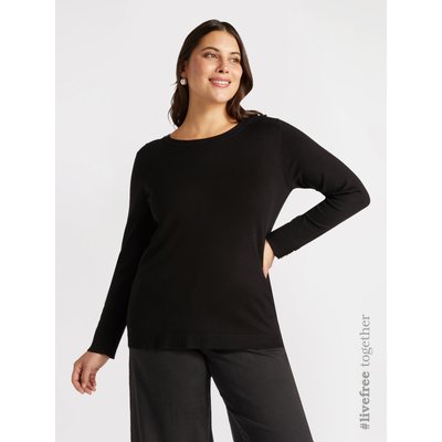 Pull en viscose LENZING™ ECOVERO™ avec encolure bateau et boutons en bas de manches FIORELLA RUBINO