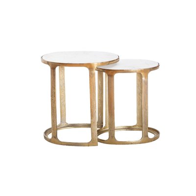 Table basse gigogne en marbre et aluminium  RUBEN MADE IN MEUBLES 