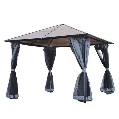 Pavillon de jardin dim. 4L x 3l x 2,65H m alu. métal polycarbonate OUTSUNNY