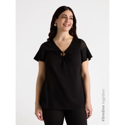 T-shirt avec anneau central à l’encolure créant des drapés FIORELLA RUBINO