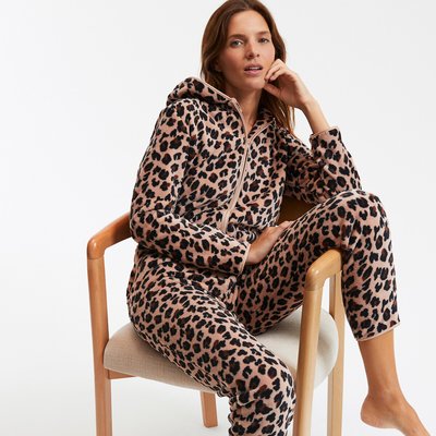 Leopard Print Fleece Onesie SO'HOME