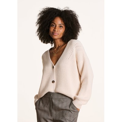 Gilet court ample en maille côtes perlées LA FEE MARABOUTEE