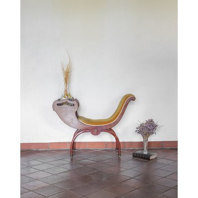 Fauteuil en velours Jakob N°212 - Bon état DEBONGOUT