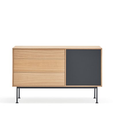 Buffet 1 porte 3 tiroirs en bois L128cm - YOKO TEULAT