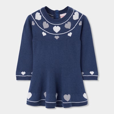 Robe fille en maille avec coeurs BOBOLI