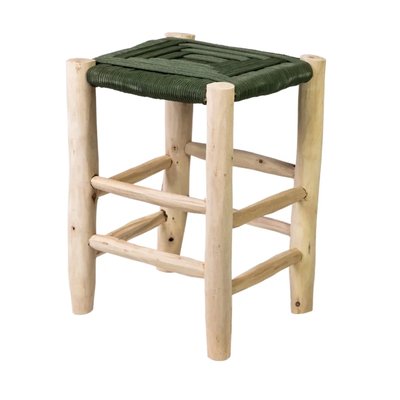 ROUCOU - Tabouret en bois et corde verte HYDILE