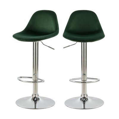 Lot de 2 chaises de bar réglables en velours 60/82 cm - PAVO RENDEZ-VOUS DÉCO