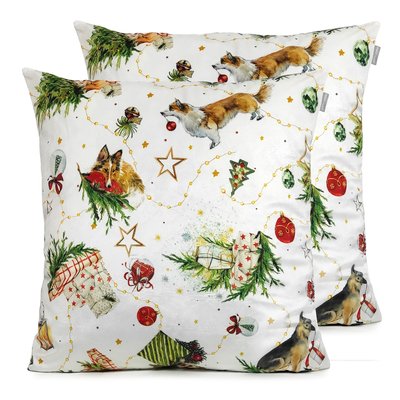 Lot de 2 housses de coussin en volour de NOËL PUPPIES NAF NAF HOME