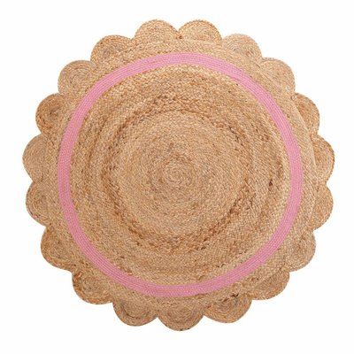 Tapis rond pompons 90  jute polycoton Rosaly DECORATIE