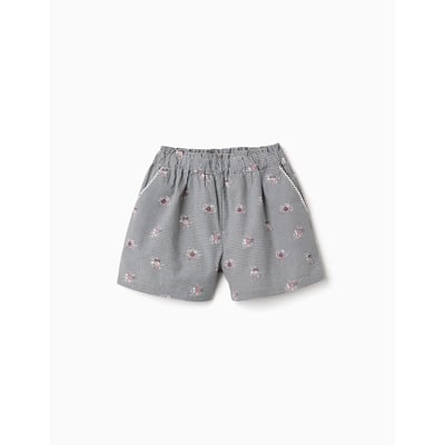 Short en coton à motif Vichy et imprimé floral ZIPPY