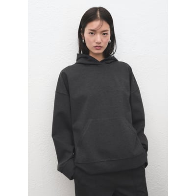 Sweat en maille jaspé capuche MANGO