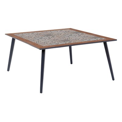 Table de jardin bistro carrée en acier et céramique 8 places LAMBADA HESPERIDE