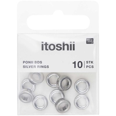 Itoshii pack 10 perles ponii anneau couleur argent RICO DESIGN