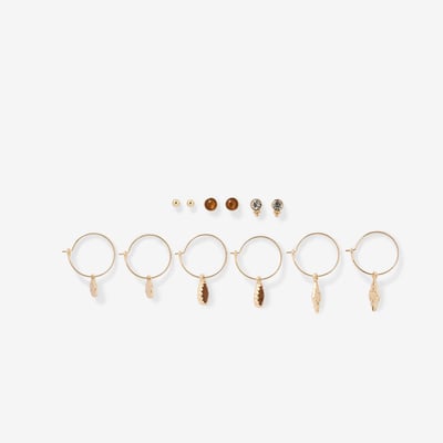 Set x6 paires boucles d'oreilles : puces et créoles à pendentifs BALABOOSTE