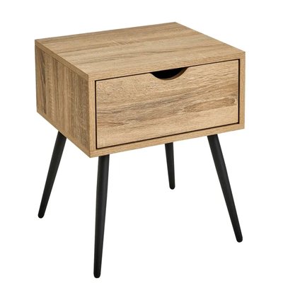 Table de chevet 1 tiroir bois et noir 40x35x49.5cm WADIGA