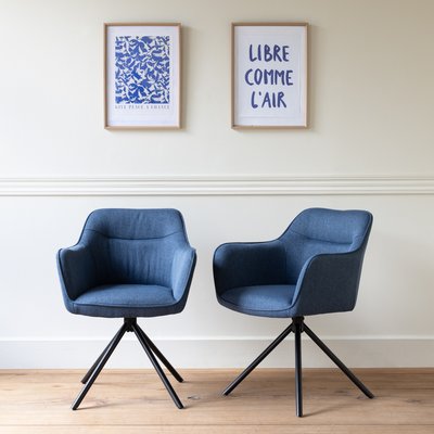 Lot de 2 chaises en tissu bleu, DANNA HAPPY GARDEN