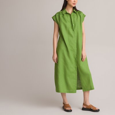 Платье-рубашка длинное, 100% лен LA REDOUTE COLLECTIONS