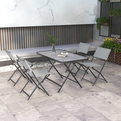 Ensemble salon de jardin 5 pièces pliables 4 chaises et table OUTSUNNY