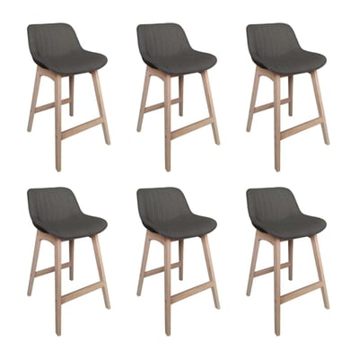 Lot de chaises d'îlot et bar en chêne et assise tissu 65cm MELLOW | Lot de 6 MOB IN