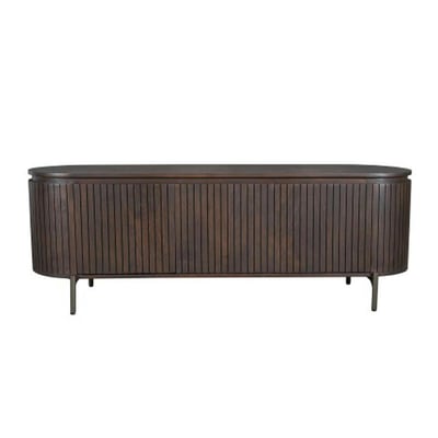 Meuble TV 3 portes bois marron rainuré 165 cm CALERO PIER IMPORT