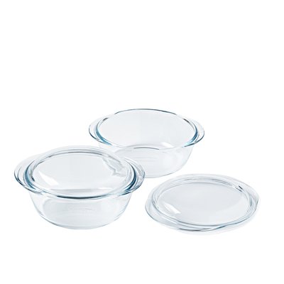Lot de 2 cocottes rondes en verre 1,6L - multi-usages PYREX