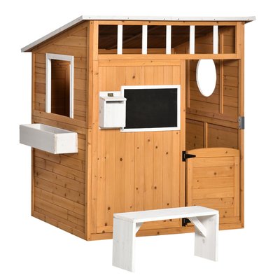 Maisonnette de jeux enfant dim. 122 x 108 x 135 cm bois pré-huilé OUTSUNNY