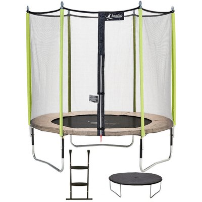 Kangui - Trampoline de jardin 244 cm + filet de sécurité + échelle + bâche de protection JUMPI Vert/Noir 250 KANGUI