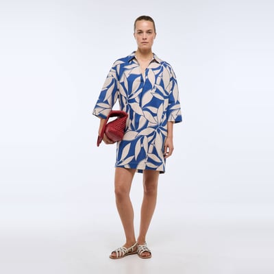 Robe courte imprimée contenant du lin MONOPRIX