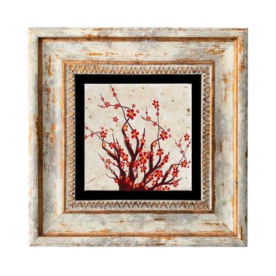Tableau décoratif en bois et métal 20 x 20 cm Arbre en fleurs HANAH HOME